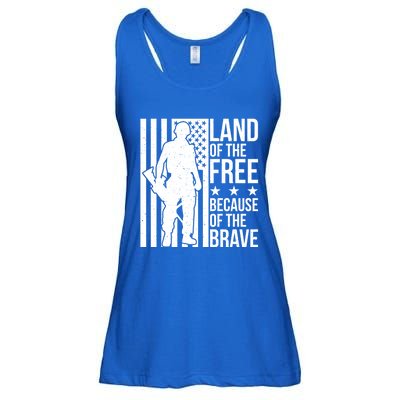 Land Of The Free Because Of The Brave Memorial Day Cute Gift Ladies Essential Flowy Tank