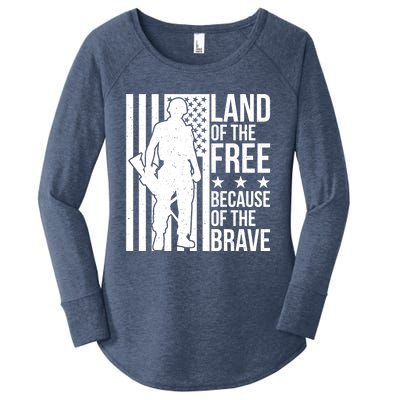 Land Of The Free Because Of The Brave Memorial Day Cute Gift Women's Perfect Tri Tunic Long Sleeve Shirt