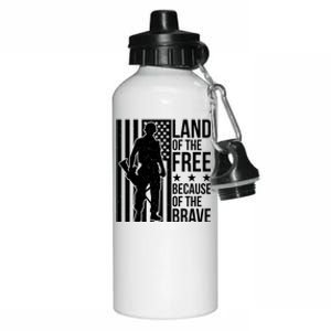 Land Of The Free Because Of The Brave Memorial Day Cute Gift Aluminum Water Bottle