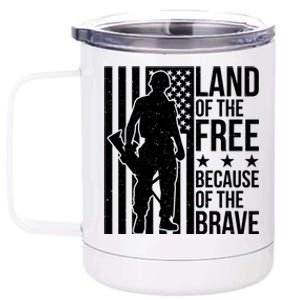 Land Of The Free Because Of The Brave Memorial Day Cute Gift 12 oz Stainless Steel Tumbler Cup