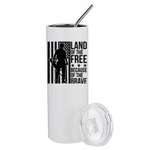 Land Of The Free Because Of The Brave Memorial Day Cute Gift Stainless Steel Tumbler