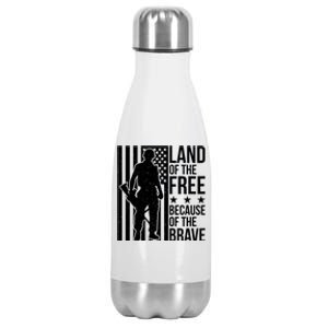 Land Of The Free Because Of The Brave Memorial Day Cute Gift Stainless Steel Insulated Water Bottle