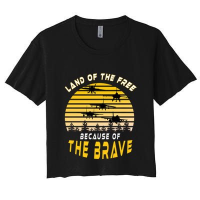 Land Of The Free Because Of The Brave Air Force Dad Meaningful Gift Crop Top