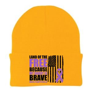 Land Of The Free Because My Daddy Is Brave #Militarychild Knit Cap Winter Beanie