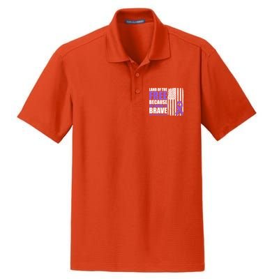 Land Of The Free Because My Daddy Is Brave #Militarychild Dry Zone Grid Polo