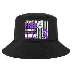 Land Of The Free Because My Daddy Is Brave #Militarychild Cool Comfort Performance Bucket Hat