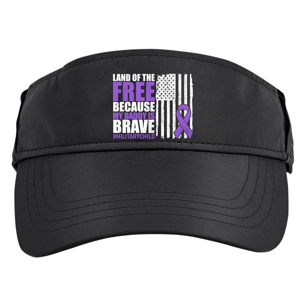 Land Of The Free Because My Daddy Is Brave #Militarychild Adult Drive Performance Visor