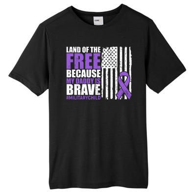 Land Of The Free Because My Daddy Is Brave #Militarychild Tall Fusion ChromaSoft Performance T-Shirt