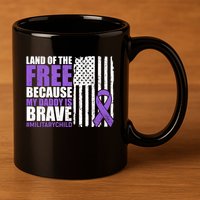 Land Of The Free Because My Daddy Is Brave #Militarychild 11oz C Handle Ceramic Mug