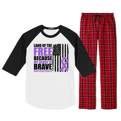 Land Of The Free Because My Daddy Is Brave #Militarychild Raglan Sleeve Pajama Set