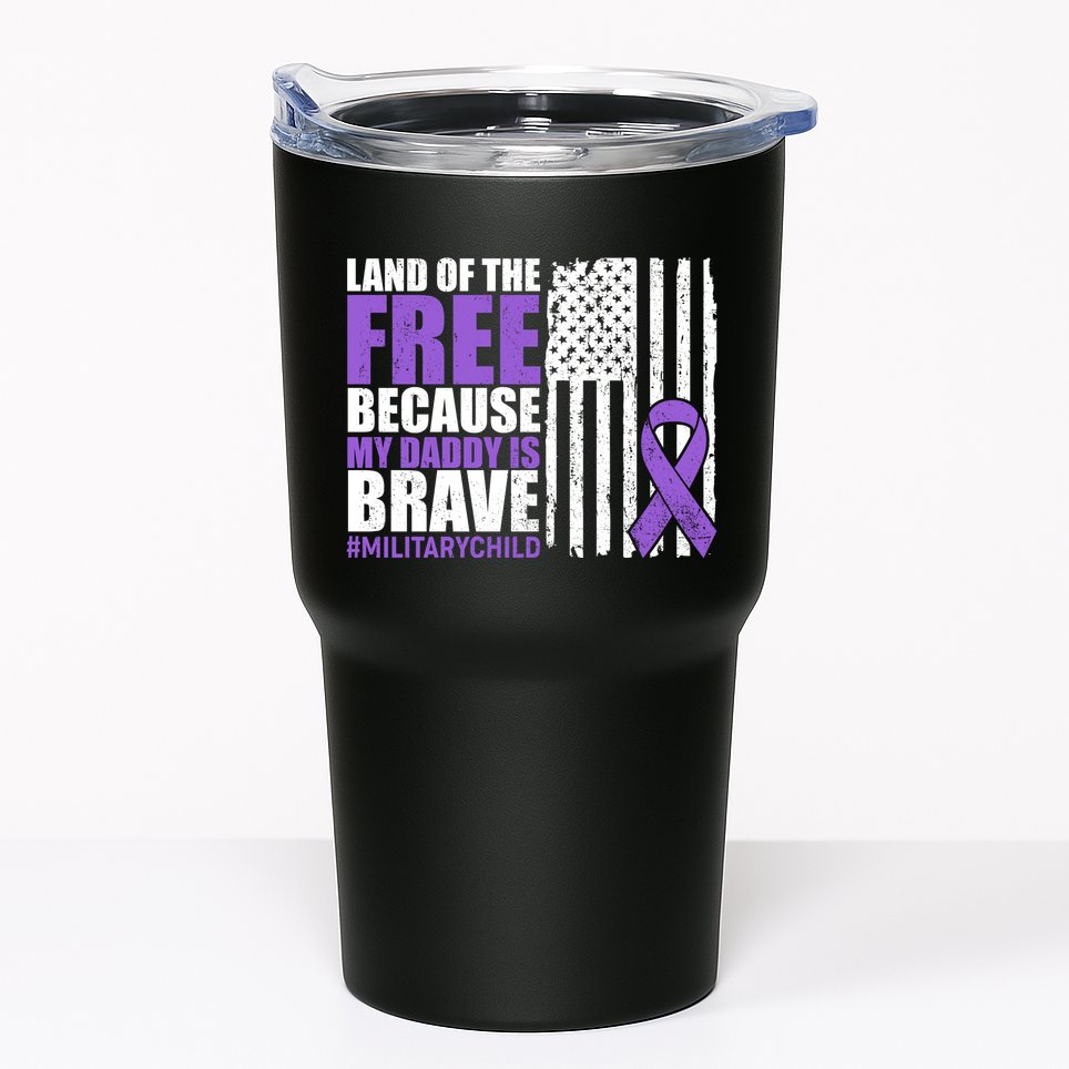 Land Of The Free Because My Daddy Is Brave #Militarychild Tumbler