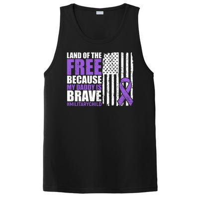 Land Of The Free Because My Daddy Is Brave #Militarychild PosiCharge Competitor Tank