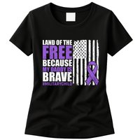 Land Of The Free Because My Daddy Is Brave #Militarychild Womens T-Shirt