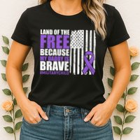 Land Of The Free Because My Daddy Is Brave #Militarychild Womens T-Shirt