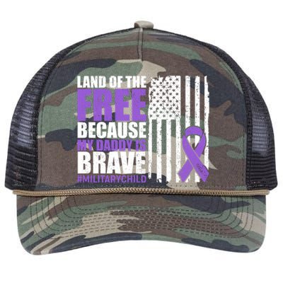 Land Of The Free Because My Daddy Is Brave #Militarychild Retro Rope Trucker Hat Cap