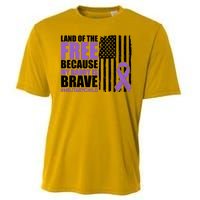 Land Of The Free Because My Daddy Is Brave #Militarychild Cooling Performance Crew T-Shirt