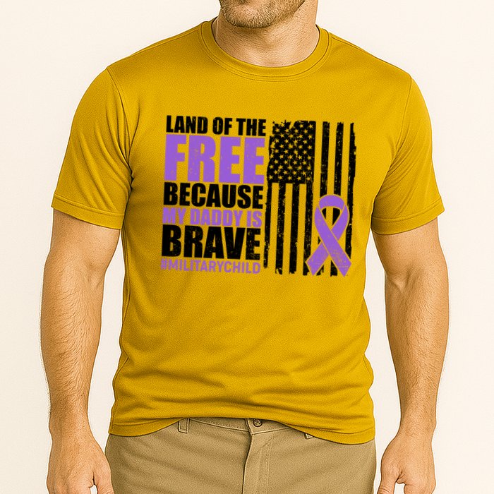 Land Of The Free Because My Daddy Is Brave #Militarychild Cooling Performance Crew T-Shirt