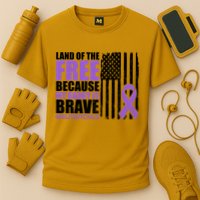 Land Of The Free Because My Daddy Is Brave #Militarychild Cooling Performance Crew T-Shirt