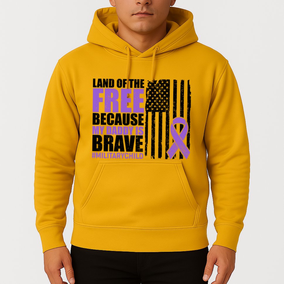 Land Of The Free Because My Daddy Is Brave #Militarychild Hoodie