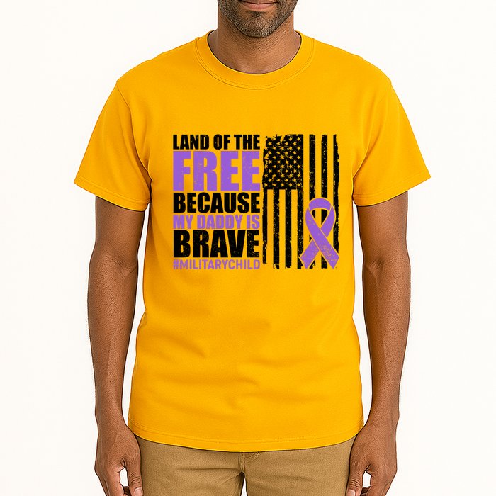 Land Of The Free Because My Daddy Is Brave #Militarychild Tall T-Shirt