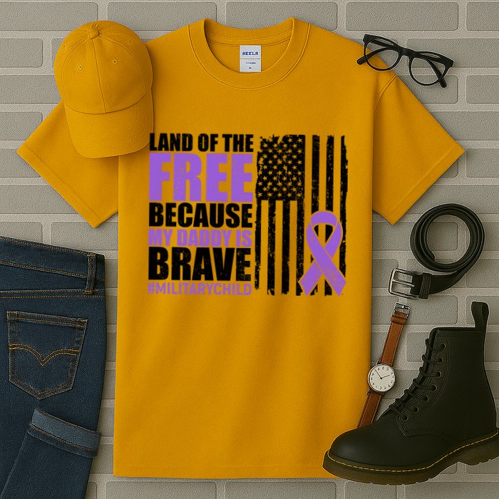 Land Of The Free Because My Daddy Is Brave #Militarychild Tall T-Shirt