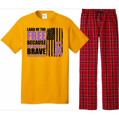 Land Of The Free Because My Daddy Is Brave #Militarychild Pajama Set