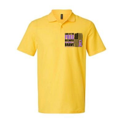 Land Of The Free Because My Daddy Is Brave #Militarychild Softstyle Adult Sport Polo