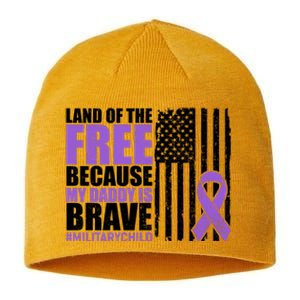 Land Of The Free Because My Daddy Is Brave #Militarychild Sustainable Beanie