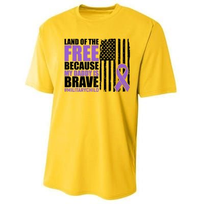 Land Of The Free Because My Daddy Is Brave #Militarychild Performance Sprint T-Shirt