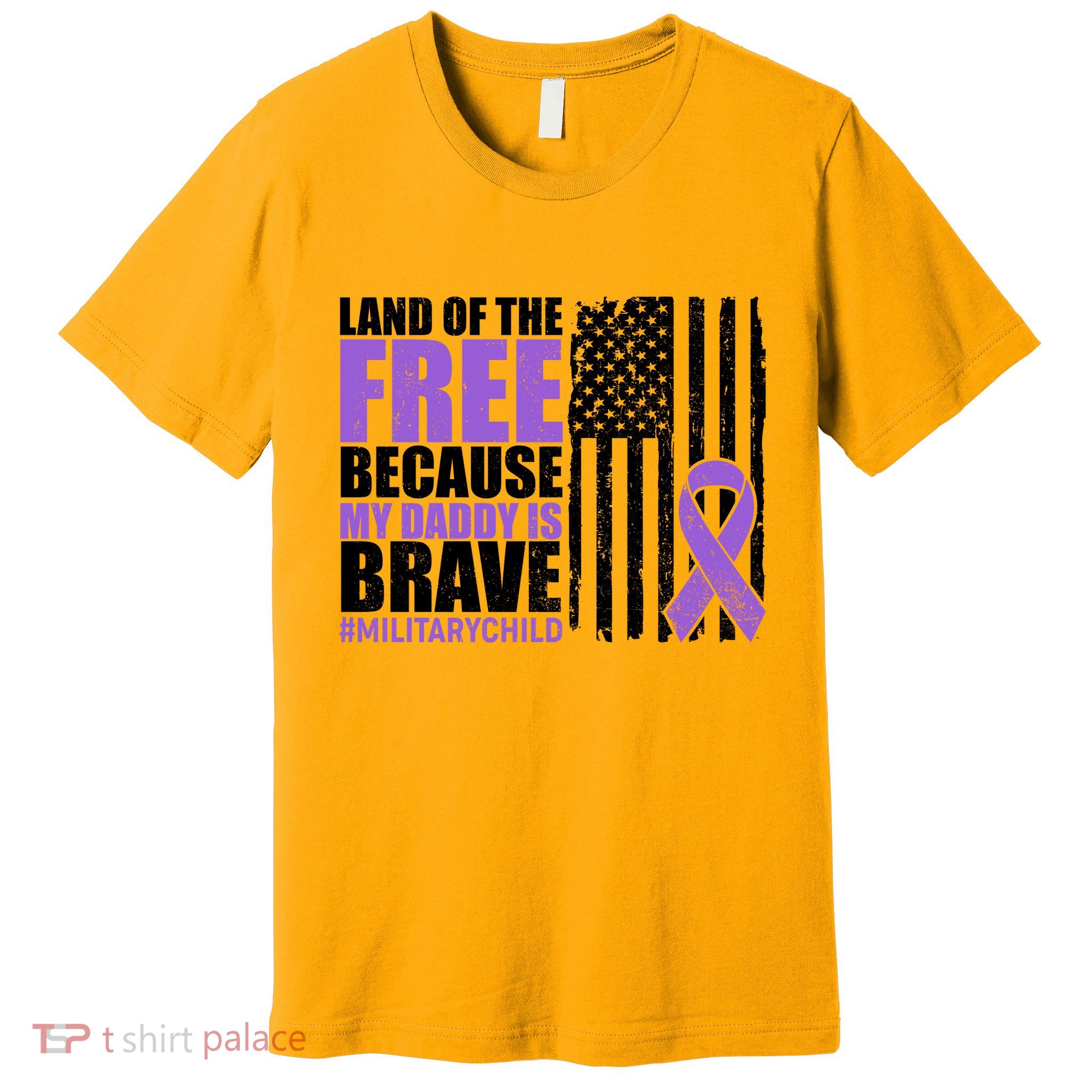 Land Of The Free Because My Daddy Is Brave #Militarychild Premium T-Shirt