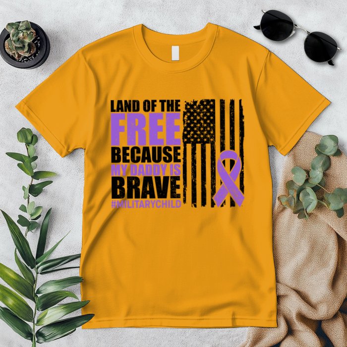 Land Of The Free Because My Daddy Is Brave #Militarychild Premium T-Shirt