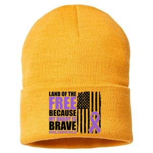 Land Of The Free Because My Daddy Is Brave #Militarychild Sustainable Knit Beanie