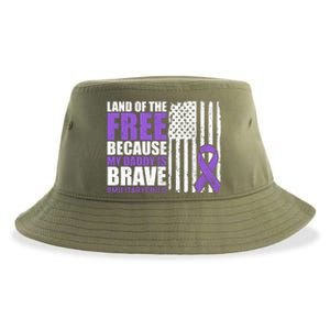 Land Of The Free Because My Daddy Is Brave #Militarychild Sustainable Bucket Hat