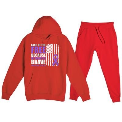 Land Of The Free Because My Daddy Is Brave #Militarychild Premium Hooded Sweatsuit Set