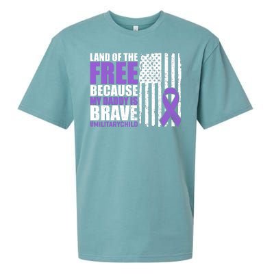 Land Of The Free Because My Daddy Is Brave #Militarychild Sueded Cloud Jersey T-Shirt