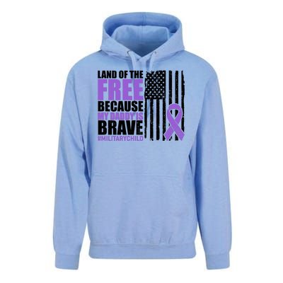 Land Of The Free Because My Daddy Is Brave #Militarychild Unisex Surf Hoodie