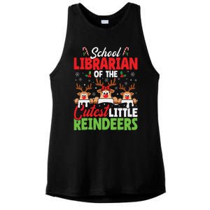 Librarian Of The Cutest Reindeers Christmas School Librarian Ladies PosiCharge Tri-Blend Wicking Tank