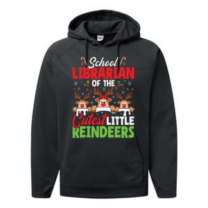 Librarian Of The Cutest Reindeers Christmas School Librarian Performance Fleece Hoodie