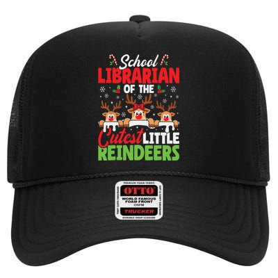 Librarian Of The Cutest Reindeers Christmas School Librarian High Crown Mesh Back Trucker Hat