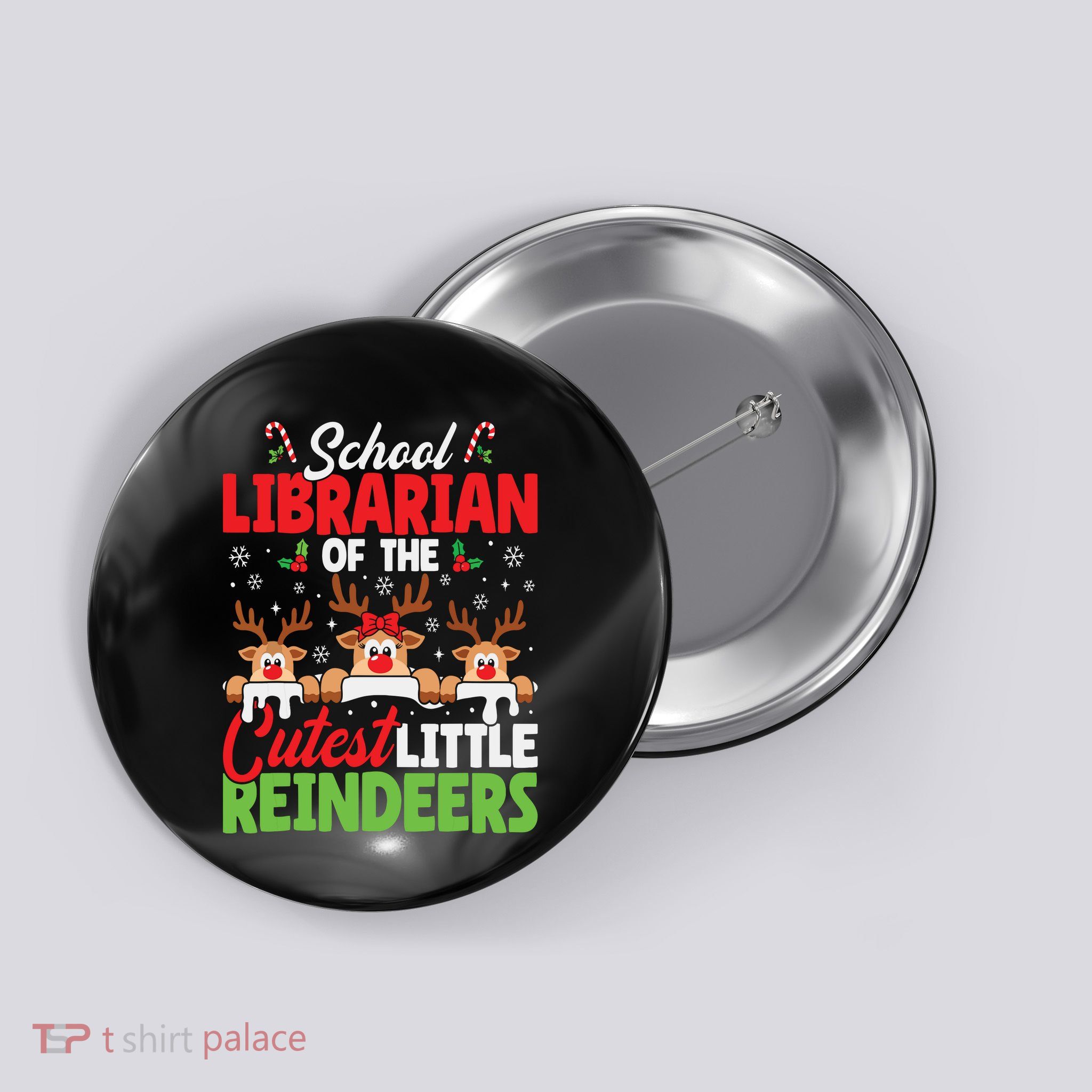 Librarian Of The Cutest Reindeers Christmas School Librarian Button