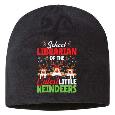 Librarian Of The Cutest Reindeers Christmas School Librarian Sustainable Beanie