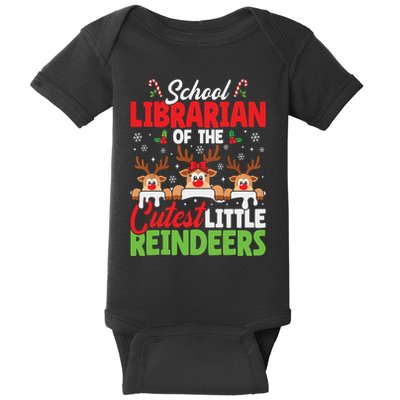 Librarian Of The Cutest Reindeers Christmas School Librarian Baby Bodysuit