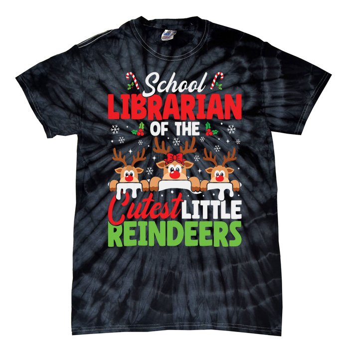 Librarian Of The Cutest Reindeers Christmas School Librarian Tie-Dye T-Shirt