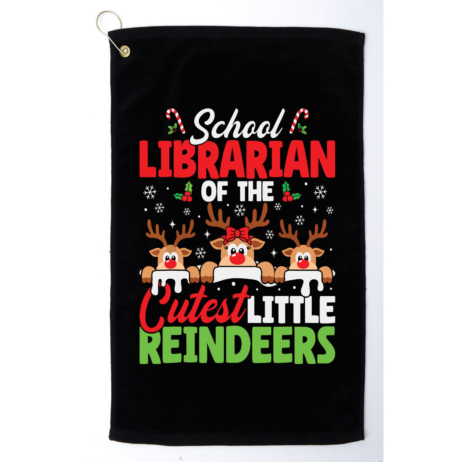 Librarian Of The Cutest Reindeers Christmas School Librarian Golf Towel