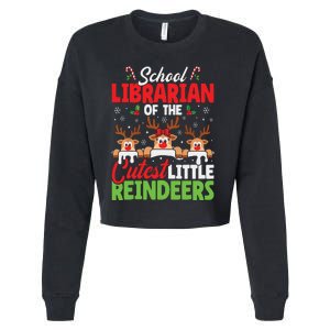 Librarian Of The Cutest Reindeers Christmas School Librarian Cropped Pullover Crew