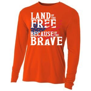 Land Of The Free Because Of The Brave Patriotic 4th Of July Meaningful Gift Cooling Performance Long Sleeve Crew