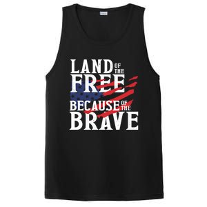 Land Of The Free Because Of The Brave Patriotic 4th Of July Meaningful Gift PosiCharge Competitor Tank