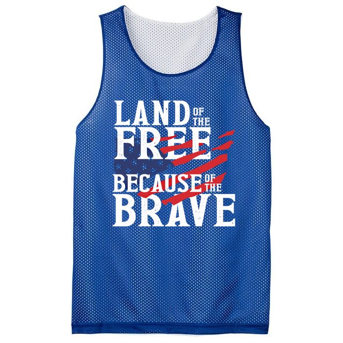 Land Of The Free Because Of The Brave Patriotic 4th Of July Meaningful Gift Mesh Reversible Basketball Jersey Tank