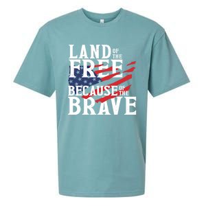 Land Of The Free Because Of The Brave Patriotic 4th Of July Meaningful Gift Sueded Cloud Jersey T-Shirt