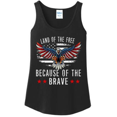 Land Of The Free Because Of The Brave Memorial Day Patriotic Ladies Essential Tank